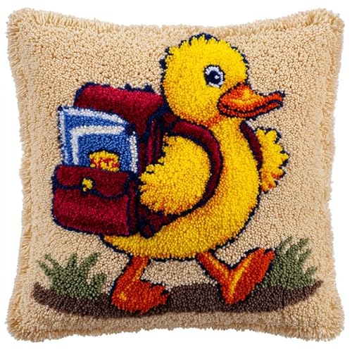 FFDONGTEGO Cartoon-Tiere Latch Hook Kits for Adults Beginners,Eine kleine Ente trägt eine Schultasche,Pre-Printed Latch Hook Pillow Cover Kits Embroidery Cushion for Home Sofa Decoration,17x17in. FFDONGTEGO Cartoon-Tiere Latch Hook Kits for Adults Beginners,Eine kleine Ente trägt eine Schultasche,Pre-Printed Latch Hook Pillow Cover Kits Embroidery Cushion for Home Sofa Decoration,17x17in. von FFDONGTEGO