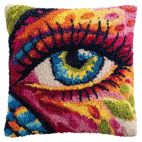 FFDONGTEGO Farbe Retro DIY Latch Hook Cushion 43x43cm,Schöne Augen,knüpfkissen knüpfset,Diy,Handgefertigtes Kissen,Häkelgarn,Stickset,Kissenbezug 17x17in FFDONGTEGO Farbe Retro DIY Latch Hook Cushion 43x43cm,Schöne Augen,knüpfkissen knüpfset,Diy,Handgefertigtes Kissen,Häkelgarn,Stickset,Kissenbezug 17x17in von FFDONGTEGO