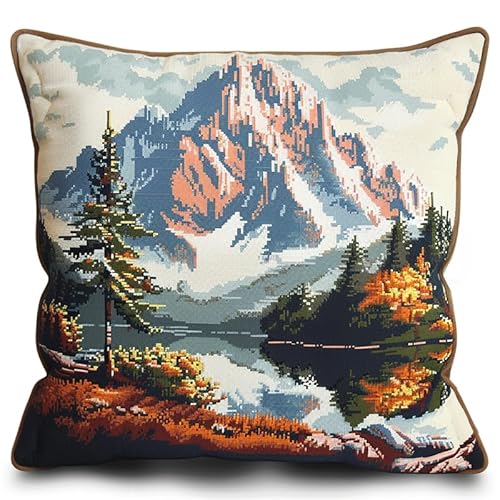 FFDONGTEGO Knüpfen Kissen Landschaft Kissenbezug Zum Selber Knüpfen 17x17 Inch 3D Stickset Kissenbezug Couchkissen Sofakissen Handarbeiten für Wohnzimmer Schlafzimmer FFDONGTEGO Knüpfen Kissen Landschaft Kissenbezug Zum Selber Knüpfen 17x17 Inch 3D Stickset Kissenbezug Couchkissen Sofakissen Handarbeiten für Wohnzimmer Schlafzimmer von FFDONGTEGO