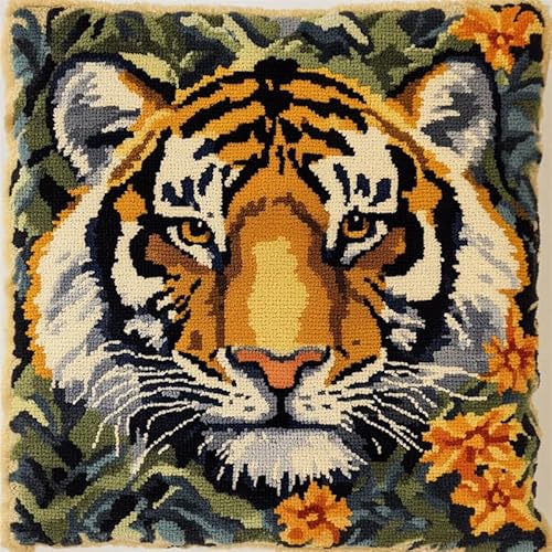 FFDONGTEGO Knüpfkissen Zum Selber Knüpfen Tiger Knüpfkissen Set mit Vordruck 43X43cm DIY Kissenbezug Zierkissen 3D Dekokissen Sofakissen für Sofa Schlafzimmer Zuhause Dekor FFDONGTEGO Knüpfkissen Zum Selber Knüpfen Tiger Knüpfkissen Set mit Vordruck 43X43cm DIY Kissenbezug Zierkissen 3D Dekokissen Sofakissen für Sofa Schlafzimmer Zuhause Dekor von FFDONGTEGO