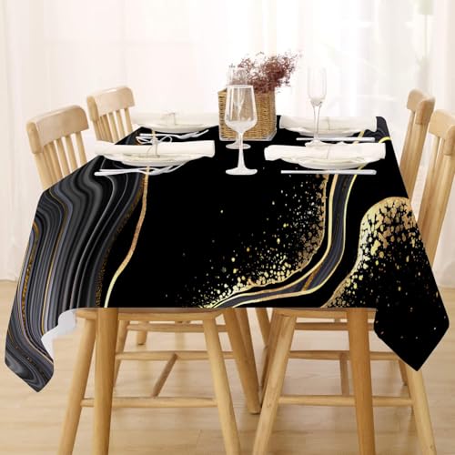 Tischdecke Abwaschbar Fleckschutz Tischdecke 100x140 cm Rechteckig Pflegeleicht Tischwäsche Wasserdicht Lotuseffekt Tischdecke Schwarz Gold Tischdecke Marmor Tischtuch für Küche, Esstisch, Couchtisch Tischdecke Abwaschbar Fleckschutz Tischdecke 100x140 cm Rechteckig Pflegeleicht Tischwäsche Wasserdicht Lotuseffekt Tischdecke Schwarz Gold Tischdecke Marmor Tischtuch für Küche, Esstisch, Couchtisch von FFFASFY