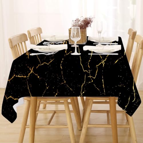 Tischdecke Abwaschbar Fleckschutz Tischdecke 130x160 cm Rechteckig Pflegeleicht Tischwäsche Wasserdicht Lotuseffekt Tischdecke Schwarz Gold Tischdecke Marmor Tischtuch für Küche, Esstisch, Couchtisch Tischdecke Abwaschbar Fleckschutz Tischdecke 130x160 cm Rechteckig Pflegeleicht Tischwäsche Wasserdicht Lotuseffekt Tischdecke Schwarz Gold Tischdecke Marmor Tischtuch für Küche, Esstisch, Couchtisch von FFFASFY