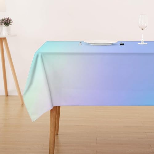 Tischdecke Abwaschbar Fleckschutz Tischdecke 140x180 cm Rechteckig Pflegeleicht Tischwäsche Wasserdicht Lotuseffekt Tischdecke Hellblau Rosa Tischdecke Bunt Tischtuch für Küche, Esstisch, Couchtisch von FFFASFY