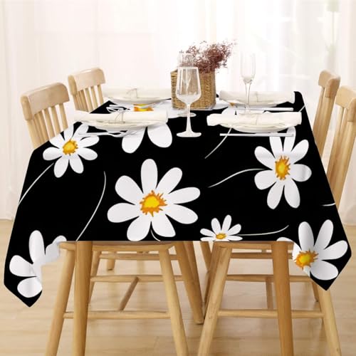Tischdecke Abwaschbar Fleckschutz Tischdecke 140x220 cm Rechteckig Pflegeleicht Tischwäsche Wasserdicht Lotuseffekt Tischdecke Schwarz Tischdecke Blumen Tischtuch für Küche, Esstisch, Couchtisch Tischdecke Abwaschbar Fleckschutz Tischdecke 140x220 cm Rechteckig Pflegeleicht Tischwäsche Wasserdicht Lotuseffekt Tischdecke Schwarz Tischdecke Blumen Tischtuch für Küche, Esstisch, Couchtisch von FFFASFY