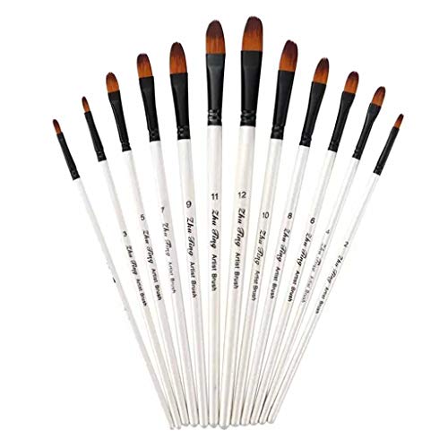 Professioneller Pinsel, runde Spitze, Nylonhaar, Künstlerpinsel für Acryl-, Aquarell-, Ölmalerei, Weiß, 12 Stück Professioneller Pinsel, runde Spitze, Nylonhaar, Künstlerpinsel für Acryl-, Aquarell-, Ölmalerei, Weiß, 12 Stück von FFFSDQAAAAGTTY