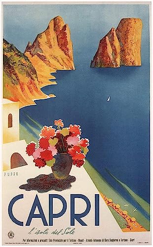 FFIME Capri Italien Vintage Reiseposter Drucke Wandkunst Leinwand Bilder Wohnzimmer Dekor 30x45cm Ungerahmt von FFIME