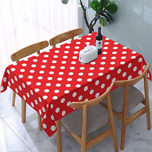 Tischdecke Rote und weiße Punkte Rechteckig Polyester Waschbare Tischtuch Mit Staubdichtem Knitterschutz 137 x 183 cm von FFLSDR