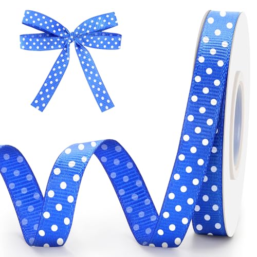 Blaues gepunktetes Band, 0,9 cm, 9,1 m, Blau mit weißen Punkten, Bänder zum Basteln, Ripsband für Geschenkverpackungen, Blumenstrauß, DIY, Nähen, Haarschleifen, Weihnachten, Babyparty Blaues gepunktetes Band, 0,9 cm, 9,1 m, Blau mit weißen Punkten, Bänder zum Basteln, Ripsband für Geschenkverpackungen, Blumenstrauß, DIY, Nähen, Haarschleifen, Weihnachten, Babyparty von FFNMU