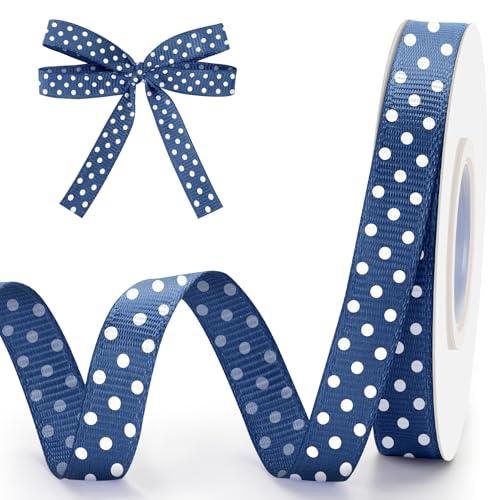 Blaues gepunktetes Band, 0,9 cm, 9,1 m, Marineblau mit weißen Punkten, Bänder zum Basteln, Ripsband für Geschenkverpackungen, Blumenstrauß, DIY, Nähen, Haarschleifen, Geburtstag, Unabhängigkeitstag Blaues gepunktetes Band, 0,9 cm, 9,1 m, Marineblau mit weißen Punkten, Bänder zum Basteln, Ripsband für Geschenkverpackungen, Blumenstrauß, DIY, Nähen, Haarschleifen, Geburtstag, Unabhängigkeitstag von FFNMU