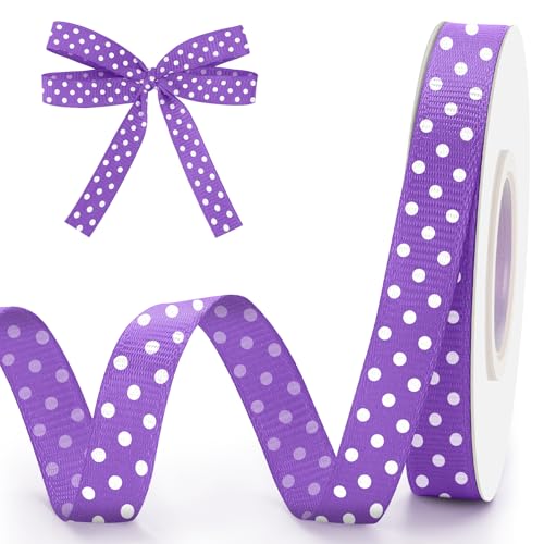Lila gepunktetes Band, 0,9 cm, 9,1 m, Lavendel mit weißen Punkten, Bänder zum Basteln, Ripsband für Geschenkverpackungen, Blumenstrauß, DIY, Nähen, Haarschleifen, Halloween, Geburtstag Lila gepunktetes Band, 0,9 cm, 9,1 m, Lavendel mit weißen Punkten, Bänder zum Basteln, Ripsband für Geschenkverpackungen, Blumenstrauß, DIY, Nähen, Haarschleifen, Halloween, Geburtstag von FFNMU