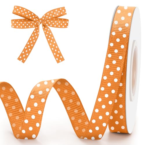 Orangefarbenes gepunktetes Band, 0,9 cm, 9,1 m, Mandarine mit weißen Punkten, Bänder zum Basteln, Ripsband für Geschenkverpackungen, Blumenstrauß, DIY, Nähen, Haarschleifen, Weihnachten, Geburtstag Orangefarbenes gepunktetes Band, 0,9 cm, 9,1 m, Mandarine mit weißen Punkten, Bänder zum Basteln, Ripsband für Geschenkverpackungen, Blumenstrauß, DIY, Nähen, Haarschleifen, Weihnachten, Geburtstag von FFNMU