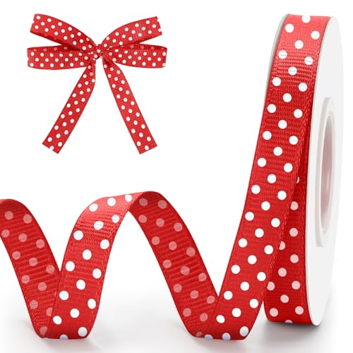 Rotes gepunktetes Band, 0,9 cm, 9,1 m, rot mit weißen Punkten, Bänder zum Basteln, Ripsband für Geschenkverpackungen, Blumenstrauß, DIY, Nähen, Haarschleifen, Weihnachten, Hochzeit, Geburtstag Rotes gepunktetes Band, 0,9 cm, 9,1 m, rot mit weißen Punkten, Bänder zum Basteln, Ripsband für Geschenkverpackungen, Blumenstrauß, DIY, Nähen, Haarschleifen, Weihnachten, Hochzeit, Geburtstag von FFNMU