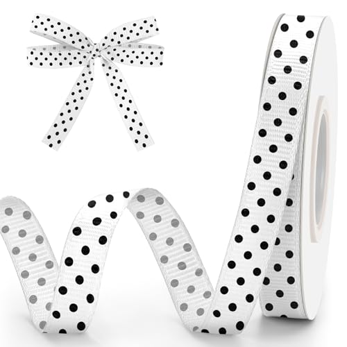 Weißes gepunktetes Band, 0,9 cm, 9,1 m, weiß mit schwarzen Punkten, Bänder zum Basteln, Ripsband für Geschenkverpackungen, Blumenstrauß, DIY, Nähen, Haarschleifen, Weihnachten, Hochzeit, Geburtstag Weißes gepunktetes Band, 0,9 cm, 9,1 m, weiß mit schwarzen Punkten, Bänder zum Basteln, Ripsband für Geschenkverpackungen, Blumenstrauß, DIY, Nähen, Haarschleifen, Weihnachten, Hochzeit, Geburtstag von FFNMU