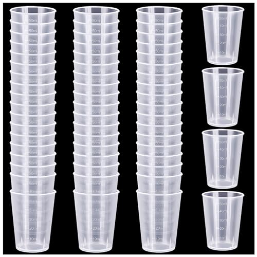 60 Stück Kunststoff-Messbecher, 50 ml Harz-Mischbecher, Epoxid-Mischbecher, Farbmessbecher für Harz, Kunststoffbecher, Epoxidharz von FFWHKON