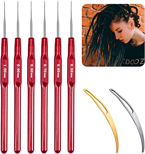 FFWHKON Dreadlock Werkzeug, Nadelhaken Set für Dreadlocks, Rot, Edelstahl, Bambusgriff, 6 Größen: 0,5 mm - 1 mm, 6 Stück FFWHKON Dreadlock Werkzeug, Nadelhaken Set für Dreadlocks, Rot, Edelstahl, Bambusgriff, 6 Größen: 0,5 mm - 1 mm, 6 Stück von FFWHKON