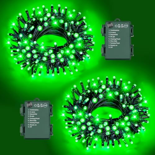 FFZZKJ Halloween Lichterkette Batterie Insgesamt 100LED 10M mit Timer 8 Modi Wasserdicht Lichterkette Außen Innen 50LED*2 5M*2 für Halloween Deko Outdoor, Grün FFZZKJ Halloween Lichterkette Batterie Insgesamt 100LED 10M mit Timer 8 Modi Wasserdicht Lichterkette Außen Innen 50LED*2 5M*2 für Halloween Deko Outdoor, Grün von FFZZKJ