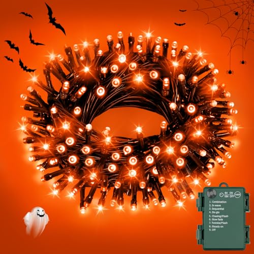 FFZZKJ Halloween Lichterkette Batterie mit Timer 8 Modi Wasserdicht Lichterkette Außen Innen für Halloween Deko Outdoor 30LED 3M, Orange FFZZKJ Halloween Lichterkette Batterie mit Timer 8 Modi Wasserdicht Lichterkette Außen Innen für Halloween Deko Outdoor 30LED 3M, Orange von FFZZKJ
