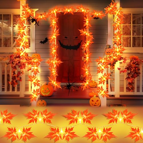 FFZZKJ Herbst Lichterkette 3M 20 LED Halloween Lichterkette Batterie mit Timer Ahornblätter Lichterkette Girlande für Herbstdeko, Halloween Deko FFZZKJ Herbst Lichterkette 3M 20 LED Halloween Lichterkette Batterie mit Timer Ahornblätter Lichterkette Girlande für Herbstdeko, Halloween Deko von FFZZKJ