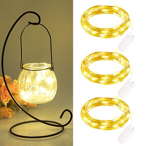 FFZZKJ Mini Lichterkette mit Batterie 3 Stück 2M 20 LED Lichterkette außen Batteriebetriebe Wasserdichte Lichterkette Innen für Zimmer, Home Deko, Geschenk Deko, Hochzeit Weihnachten Party, Warmweiß von FFZZKJ