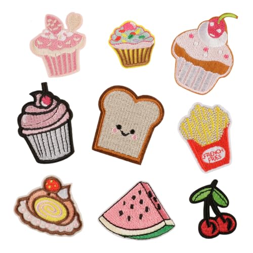 9 x Cartoon-Dessert-Aufnäher zum Aufnähen auf Stoff, Reparaturapplikationen für Rucksäcke, Hüte und Kleidung, Bastelprojekte, Dekorationen 9 x Cartoon-Dessert-Aufnäher zum Aufnähen auf Stoff, Reparaturapplikationen für Rucksäcke, Hüte und Kleidung, Bastelprojekte, Dekorationen von FGDTREE