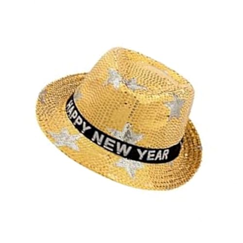 FGDTREE Elegante Stern-gemusterte LED-Hüte für Neujahrsfeier, blinkende Pailletten in Schwarz, Silber, Gold von FGDTREE