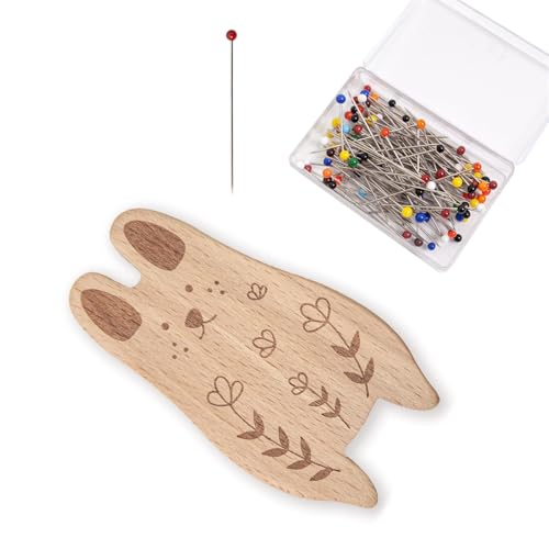 FGDTREE Nadelhalter mit 100 Stück Quilt-Positionierungsnadeln, Holznadeln, Kissen mit 38 mm Schneidernadel zum Nähen FGDTREE Nadelhalter mit 100 Stück Quilt-Positionierungsnadeln, Holznadeln, Kissen mit 38 mm Schneidernadel zum Nähen von FGDTREE