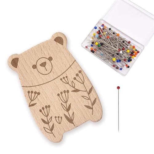 FGDTREE Nadelhalter mit 100 Stück Quilt-Positionierungsnadeln, Holznadeln, Kissen mit 38 mm Schneidernadel zum Nähen FGDTREE Nadelhalter mit 100 Stück Quilt-Positionierungsnadeln, Holznadeln, Kissen mit 38 mm Schneidernadel zum Nähen von FGDTREE