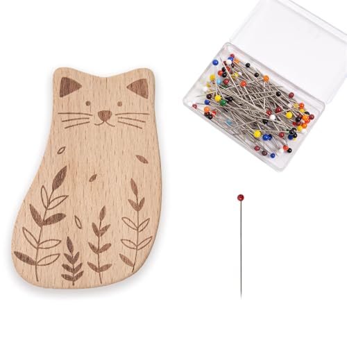 FGDTREE Nadelhalter mit 100 Stück Quilt-Positionierungsnadeln, Holznadeln, Kissen mit 38 mm Schneidernadel zum Nähen FGDTREE Nadelhalter mit 100 Stück Quilt-Positionierungsnadeln, Holznadeln, Kissen mit 38 mm Schneidernadel zum Nähen von FGDTREE