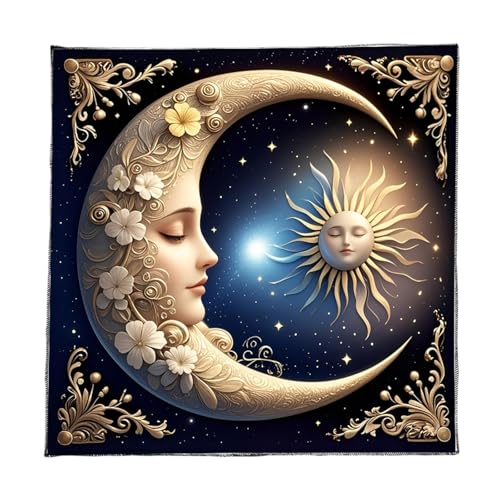 FGDTREE Tarots Tischdecke Sonnenmond Muster Astrologie Altäre Stoffkennzahlen Karten Tisch Stoff Wandteppich Hexerei Liefern Altäre Tarots Karte von FGDTREE