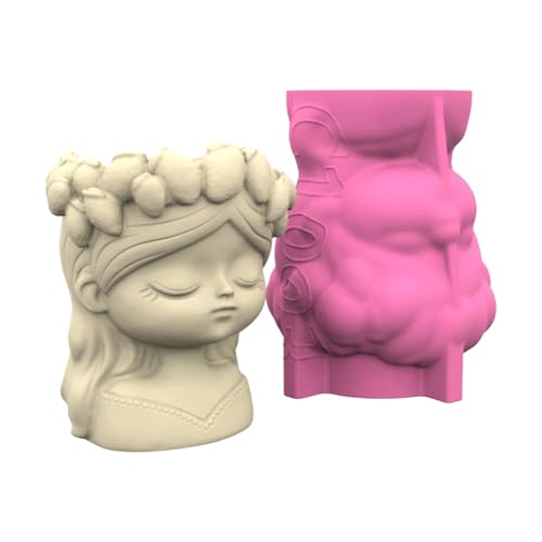 Flexible Silikon Pflanzer Töpfe Schimmel Für Handwerk Von Mädchen Kopfzement Handwerk Wiederverwendbare Sukkulenten Blumenpot Dekoration Form von FGDTREE