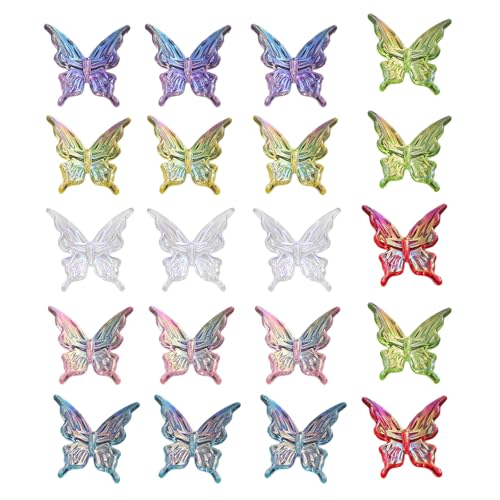 Schmetterlings-Perlen in verschiedenen Farben, einfach zu fädeln und zu kombinieren, Acryl, lose Abstandshalter, handgefertigtes Schmuckzubehör, 20 Stück von FGDTREE