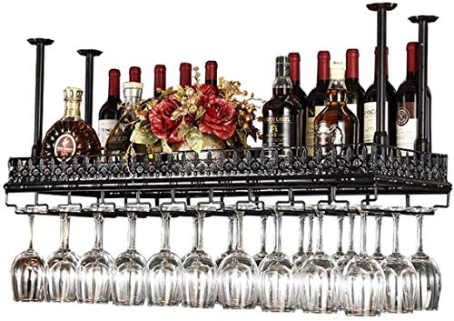 Weinregal Weinregal mit Glashalter Weinregal Flaschenständer Wandmontage Hängendes Eisenregal Stielgläser Glashalter (mehrere Größen) Schwarz 60 x 35 cm (Farbe: Bronze Größe: 80 x 35 cm) von FGFTHJBJNBDKFVFNVJNFBNVJG