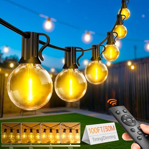 Lichterkette Aussen 30M - LED Lichterkette Außen IP44 Wetterfest 36+2 G40 Glühbirnen mit Fernbedienung für Outdoor Garten Balkon Party Hochzeit von FGRYB