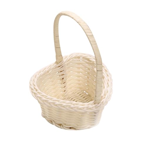FGUUTYM Blumenkorb Hochzeit Blumenkorb Mädchen Blumenkorb Mädchen Hochzeit Blumenkorb Kinder Blumenkorb Elegante Deko Für Hochzeit Balkon Event 10X6cm Rattan Pflanzkübel (White, One Size) von FGUUTYM
