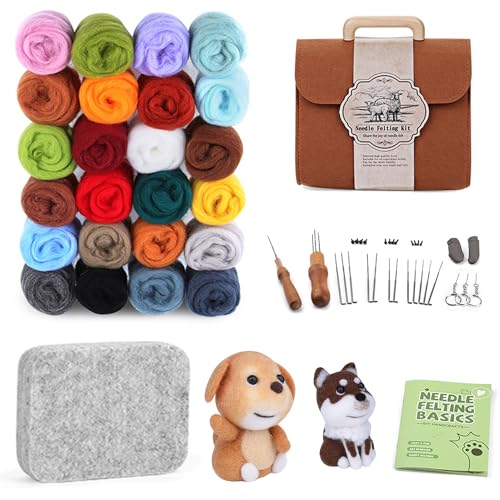 FGXY 24 Farben Nadelfilz Set, 47 Stück Filzwolle Nadelfilzen Starter Kit, Bastelsets für Kinder, Bastelzubehör, mit Nadelfilzpad, Filznadeln, Filzwolle, Anleitung Grundwerkzeugen und Zubehör FGXY 24 Farben Nadelfilz Set, 47 Stück Filzwolle Nadelfilzen Starter Kit, Bastelsets für Kinder, Bastelzubehör, mit Nadelfilzpad, Filznadeln, Filzwolle, Anleitung Grundwerkzeugen und Zubehör von FGXY