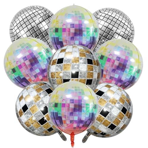 Disco Luftballons aus Aluminium, 4D-Ballon, Metallspiegel, Dekoration für Disco-Party, geeignet für Disco-Partys, Geburtstage, Hochzeiten und Babypartys von FGen