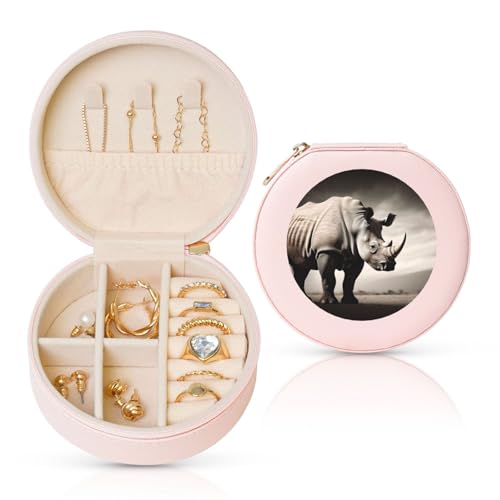 FHEBNDS Reise-Schmuckkästchen aus Leder für Damen, Geburtstagsgeschenk, Südafrika, Tier-Schmuckschatulle mit Reißverschluss, klein, rund, Schmuck-Organizer, Aufbewahrungsbox für Ringe, Ohrringe FHEBNDS Reise-Schmuckkästchen aus Leder für Damen, Geburtstagsgeschenk, Südafrika, Tier-Schmuckschatulle mit Reißverschluss, klein, rund, Schmuck-Organizer, Aufbewahrungsbox für Ringe, Ohrringe von FHEBNDS
