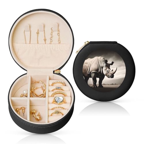 FHEBNDS Reise-Schmuckkästchen aus Leder für Damen, Geburtstagsgeschenk, Südafrika, Tier-Schmuckschatulle mit Reißverschluss, klein, rund, Schmuck-Organizer, Aufbewahrungsbox für Ringe, Ohrringe FHEBNDS Reise-Schmuckkästchen aus Leder für Damen, Geburtstagsgeschenk, Südafrika, Tier-Schmuckschatulle mit Reißverschluss, klein, rund, Schmuck-Organizer, Aufbewahrungsbox für Ringe, Ohrringe von FHEBNDS