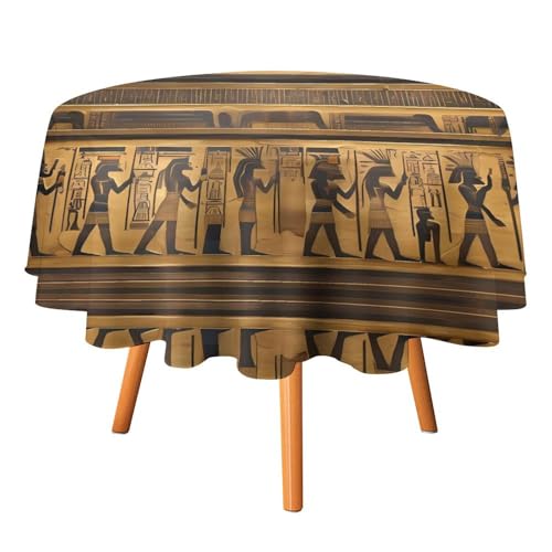 FHECVBN Runde Tischdecken, ägyptische Hieroglyphen, bedruckt, Erntedankfest, Tischdecke, waschbar, dekorative Polyester-Tischdecke für Party, Esstisch, Hochzeit, Heimdekoration, 127 x 127 cm FHECVBN Runde Tischdecken, ägyptische Hieroglyphen, bedruckt, Erntedankfest, Tischdecke, waschbar, dekorative Polyester-Tischdecke für Party, Esstisch, Hochzeit, Heimdekoration, 127 x 127 cm von FHECVBN