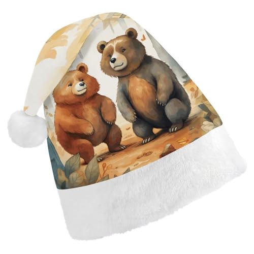 FHECVBN Weihnachtsmütze für Erwachsene, Bär im Wald, bedruckt, Weihnachtsmannmütze, Weihnachtsmütze für Uni, Neujahr, festliche Party FHECVBN Weihnachtsmütze für Erwachsene, Bär im Wald, bedruckt, Weihnachtsmannmütze, Weihnachtsmütze für Uni, Neujahr, festliche Party von FHECVBN