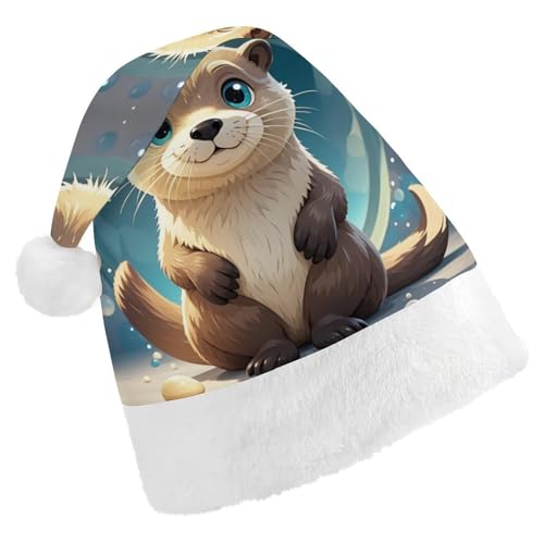 FHECVBN Weihnachtsmütze für Erwachsene, Cartoon-Motiv, niedlicher Otter, bedruckt, Weihnachtsmannmütze, Uni, Neujahr, festliche Party FHECVBN Weihnachtsmütze für Erwachsene, Cartoon-Motiv, niedlicher Otter, bedruckt, Weihnachtsmannmütze, Uni, Neujahr, festliche Party von FHECVBN