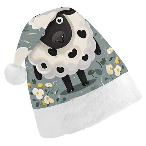FHECVBN Weihnachtsmütze für Erwachsene, Cartoon-Motiv, schwarz-weißes Schaf, bedruckt, Weihnachtsmannmütze, Uni, Neujahr, festliche Party FHECVBN Weihnachtsmütze für Erwachsene, Cartoon-Motiv, schwarz-weißes Schaf, bedruckt, Weihnachtsmannmütze, Uni, Neujahr, festliche Party von FHECVBN