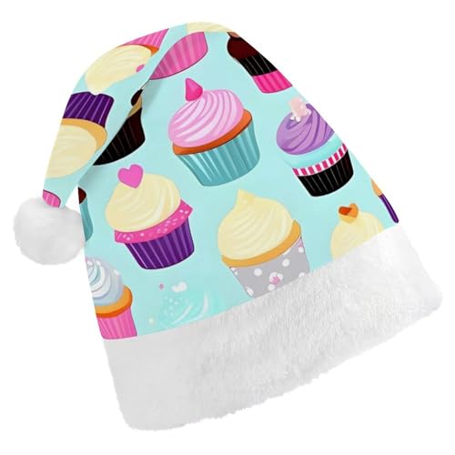 FHECVBN Weihnachtsmütze für Erwachsene, Cupcake-Muster, bedruckt, Weihnachtsmannmütze, Weihnachtsmütze für Uni, Neujahr, festliche Party FHECVBN Weihnachtsmütze für Erwachsene, Cupcake-Muster, bedruckt, Weihnachtsmannmütze, Weihnachtsmütze für Uni, Neujahr, festliche Party von FHECVBN