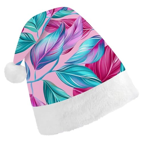 FHECVBN Weihnachtsmütze für Erwachsene, Cyan-Blattmuster, bedruckt, Weihnachtsmannmütze, Weihnachtsmütze für Uni, Neujahr, festliche Party FHECVBN Weihnachtsmütze für Erwachsene, Cyan-Blattmuster, bedruckt, Weihnachtsmannmütze, Weihnachtsmütze für Uni, Neujahr, festliche Party von FHECVBN