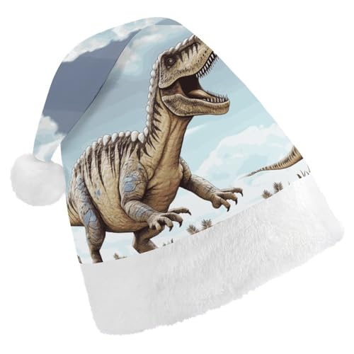 FHECVBN Weihnachtsmütze für Erwachsene, Dinosaurier-Motiv, bedruckt, Weihnachtsmannmütze, Uni, Neujahr, festliche Party FHECVBN Weihnachtsmütze für Erwachsene, Dinosaurier-Motiv, bedruckt, Weihnachtsmannmütze, Uni, Neujahr, festliche Party von FHECVBN