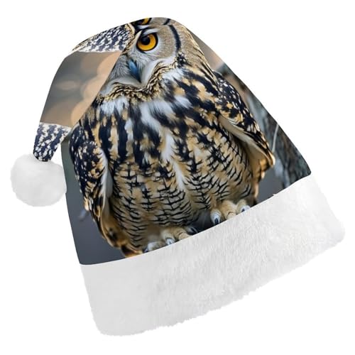 FHECVBN Weihnachtsmütze für Erwachsene, Eule, bedruckt, Weihnachtsmannmütze, Weihnachtsmütze für Uni, Neujahr, festliche Party FHECVBN Weihnachtsmütze für Erwachsene, Eule, bedruckt, Weihnachtsmannmütze, Weihnachtsmütze für Uni, Neujahr, festliche Party von FHECVBN
