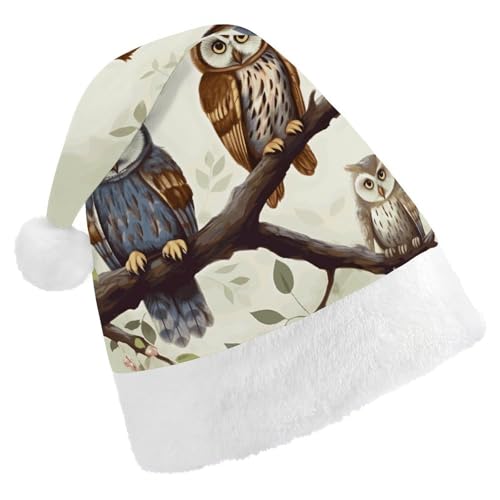 FHECVBN Weihnachtsmütze für Erwachsene, Eulen auf einem Ast, bedruckt, Weihnachtsmannmütze, Weihnachtsmütze für Uni, Neujahr, festliche Party FHECVBN Weihnachtsmütze für Erwachsene, Eulen auf einem Ast, bedruckt, Weihnachtsmannmütze, Weihnachtsmütze für Uni, Neujahr, festliche Party von FHECVBN