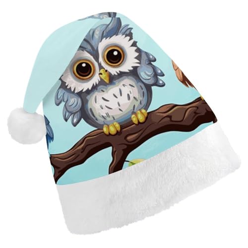 FHECVBN Weihnachtsmütze für Erwachsene, Eulen auf einem Ast, bedruckt, Weihnachtsmannmütze, Weihnachtsmütze für Uni, Neujahr, festliche Party FHECVBN Weihnachtsmütze für Erwachsene, Eulen auf einem Ast, bedruckt, Weihnachtsmannmütze, Weihnachtsmütze für Uni, Neujahr, festliche Party von FHECVBN