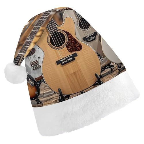 FHECVBN Weihnachtsmütze für Erwachsene, Gitarre, Bass, Musik, Musikinstrumente, bedruckt, Weihnachtsmannmütze, Weihnachtsmütze für Uni, Neujahr, festliche Party FHECVBN Weihnachtsmütze für Erwachsene, Gitarre, Bass, Musik, Musikinstrumente, bedruckt, Weihnachtsmannmütze, Weihnachtsmütze für Uni, Neujahr, festliche Party von FHECVBN