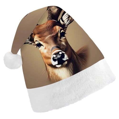 FHECVBN Weihnachtsmütze für Erwachsene, Hirschkopfdruck, bedruckt, Weihnachtsmannmütze, Weihnachtsmütze für Uni, Neujahr, festliche Party FHECVBN Weihnachtsmütze für Erwachsene, Hirschkopfdruck, bedruckt, Weihnachtsmannmütze, Weihnachtsmütze für Uni, Neujahr, festliche Party von FHECVBN